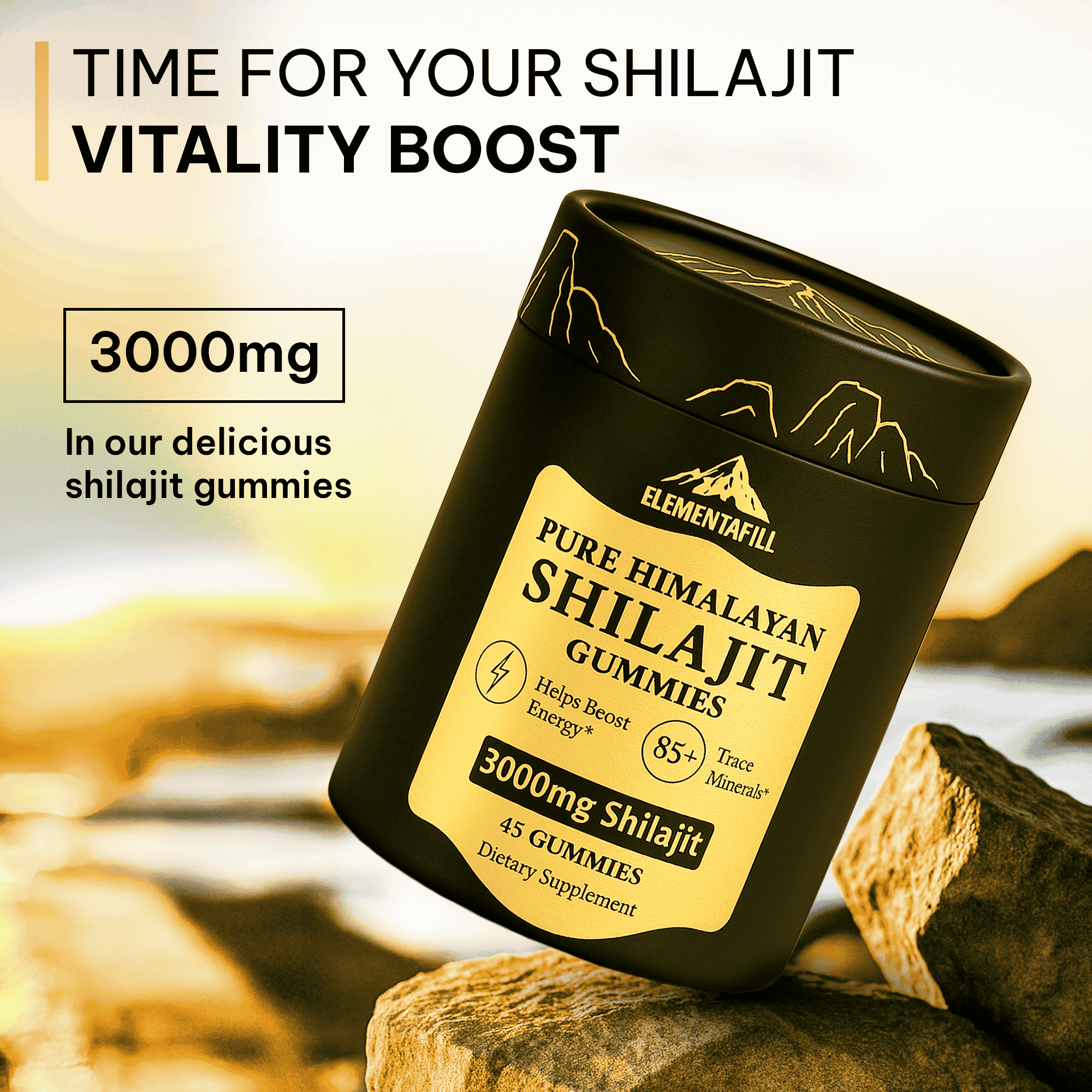 Elementafill Pure Shilajit Gummies For Men And Women | 45 Gummies Per Bottle