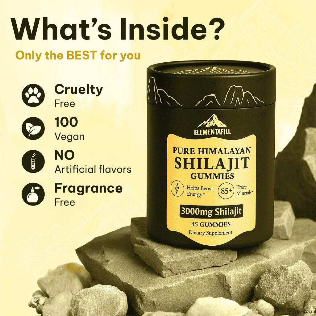 Elementafill Pure Shilajit Gummies For Men And Women | 45 Gummies Per Bottle - ELEMENTAFILL