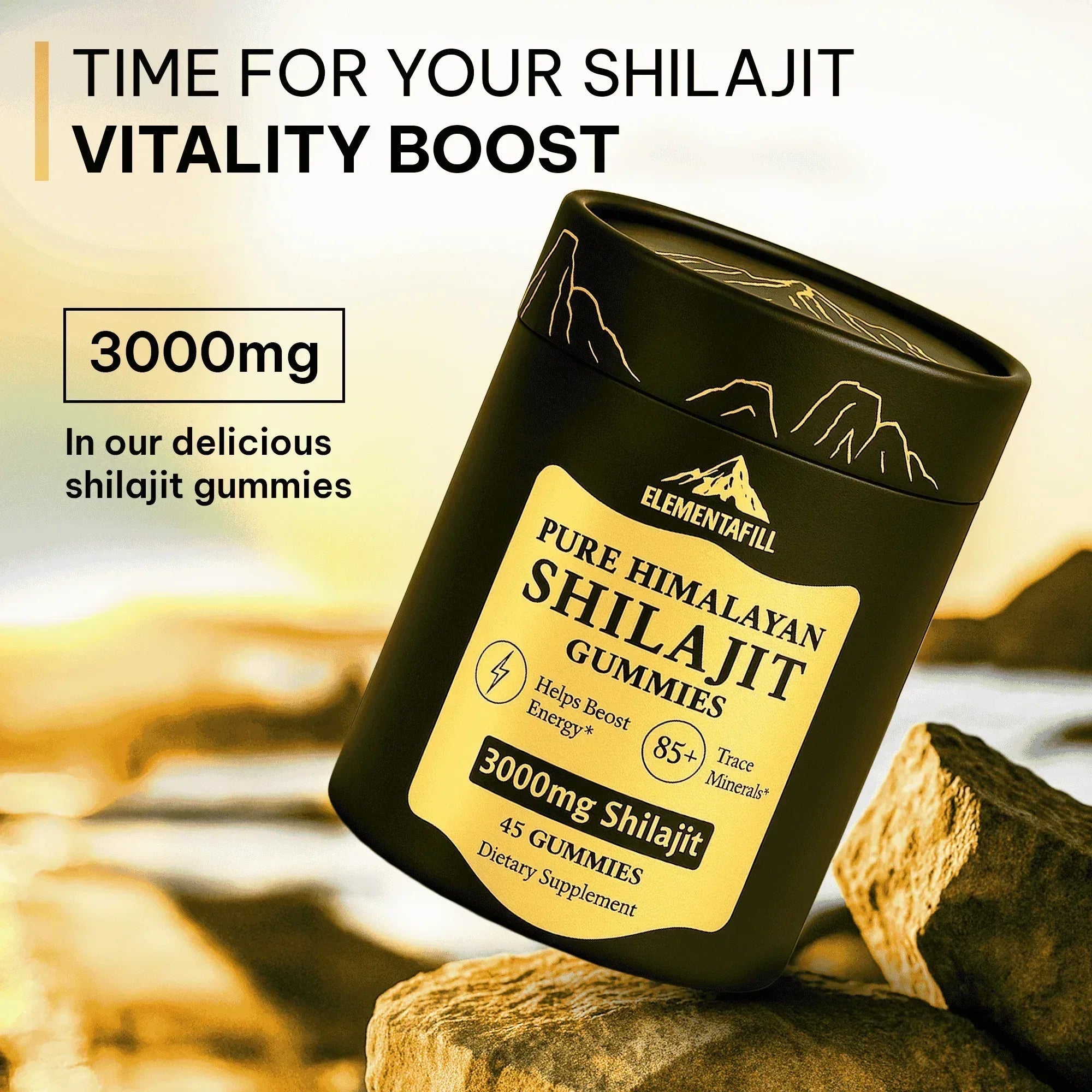 Elementafill Pure Shilajit Gummies For Men And Women | 45 Gummies Per Bottle - ELEMENTAFILL